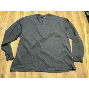 Field & Forest Shirts Mens Size 2XL Charcoal Waffle Knit Long Sleeve Henley